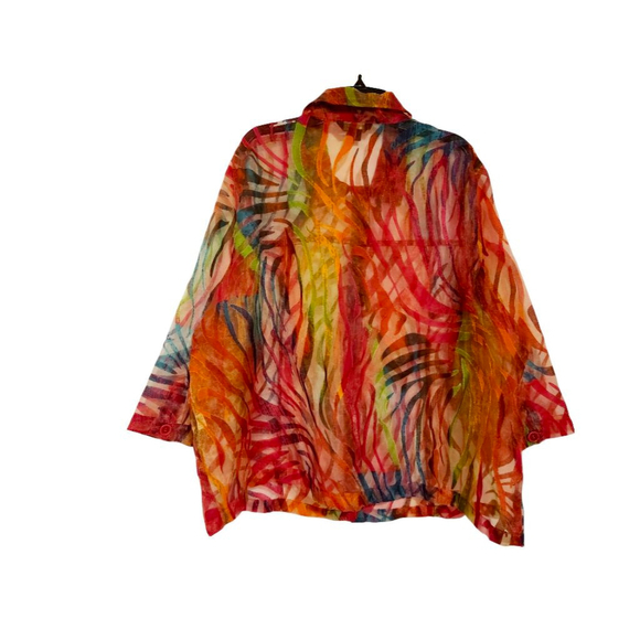 Sheer Mesh Colorful Zebra Print Thin Jacket Size 1X - Picture 3 of 6